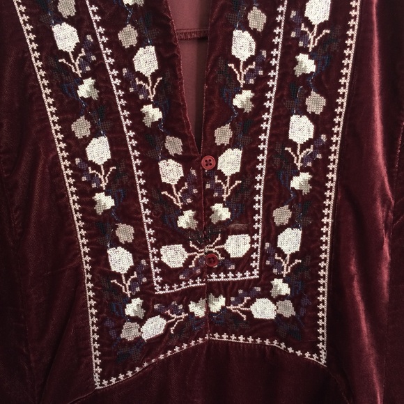 RARE Free People Velvet Burgundy Dress - Picture 2 of 4